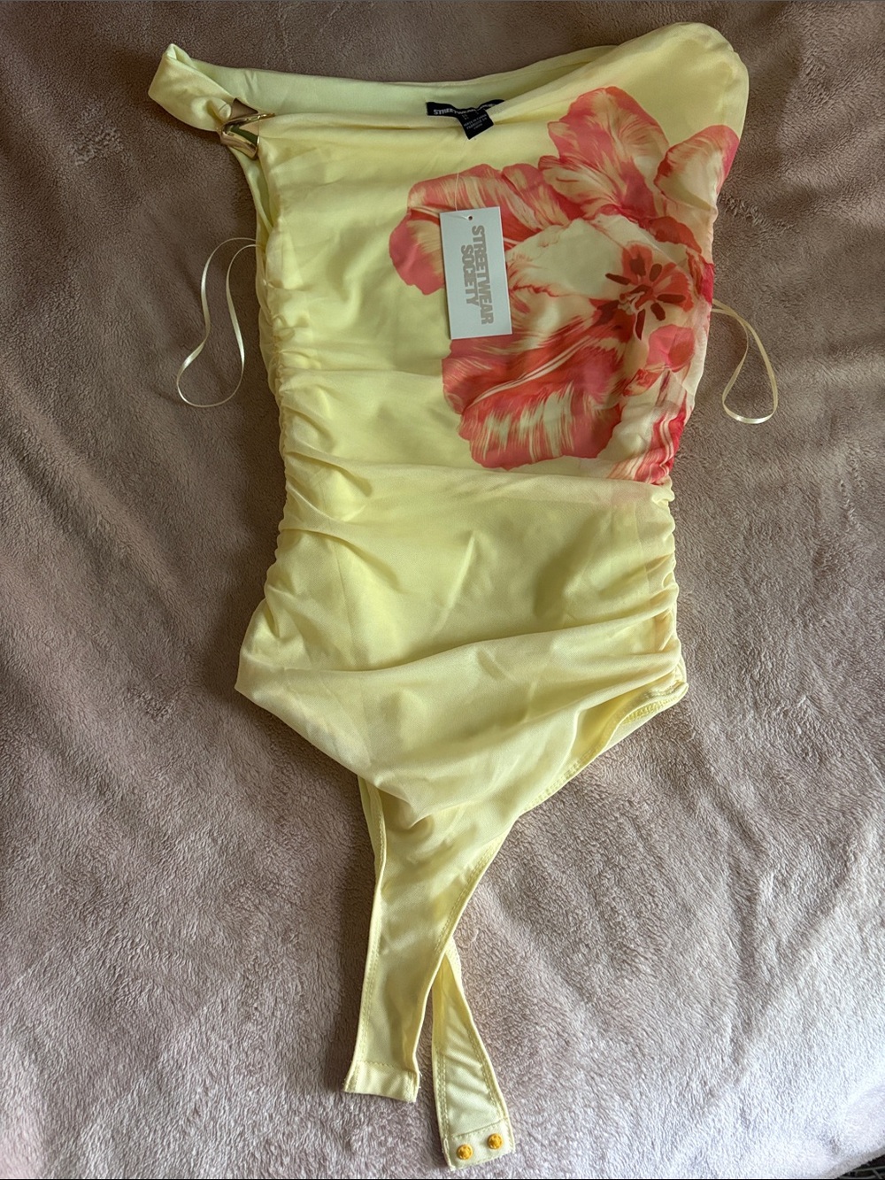 Steven Alan Yellow One-Piece with Pink Floral Accent